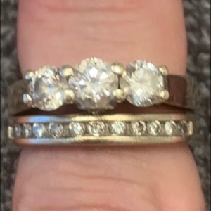 Three stone Engagement Ring center with appraisal